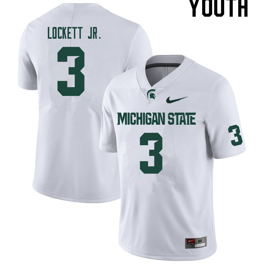 Youth #3 Terry Lockett Jr. Michigan State Spartans College Football Jerseys Sale-White